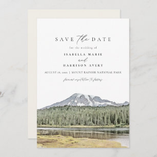 MOUNT RAINIER Wasserfarbe Ziel Save the Date Einladung