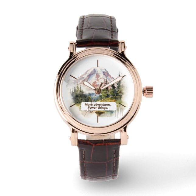 Mount Rainier Wasserfarbenlandschaft Armbanduhr (Vorderseite)