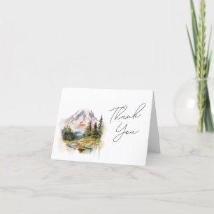 Mount Rainier Watercolor Wedding Dankeskarte
