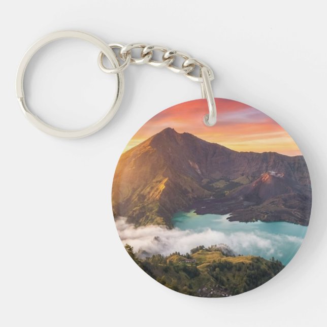 Mount Rinjani Volcano Crater Sunrise Keychains Schlüsselanhänger (Vorderseite)