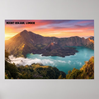 Mount Rinjani Volcano Crater Sunrise Wall Art Poster