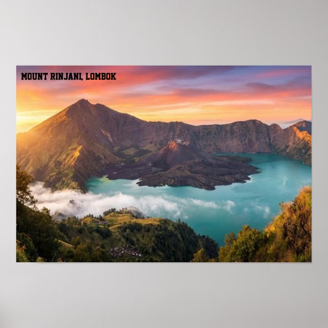 Mount Rinjani Volcano Crater Sunrise Wall Art Poster (Vorne)