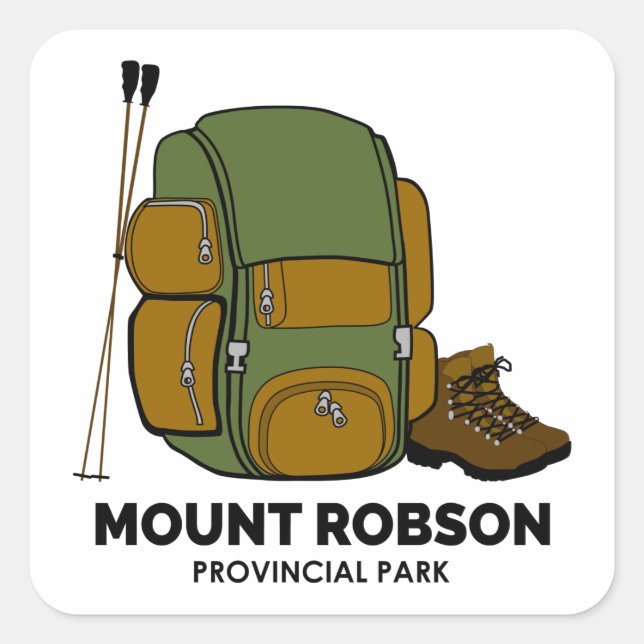 Mount Robson Provincial Park Backpack Quadratischer Aufkleber (Vorderseite)