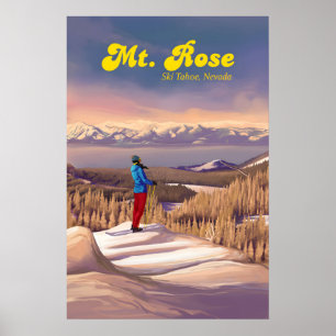Mount Rose Ski Tahoe Skigebiet Reiseplakat Poster