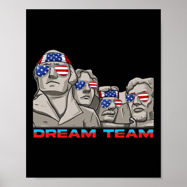Mount Rushmore 4. Juli Funny Patriotic Preside Poster (Vorne)