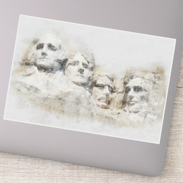 Mount Rushmore Aquarell Aufkleber (Mount Rushmore Presidential Watercolor Art. Sticker)