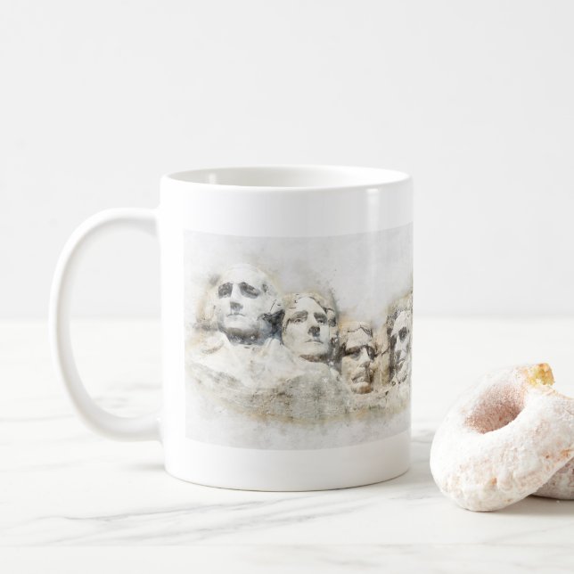 Mount Rushmore Aquarell Kaffeetasse (Mit Donut)
