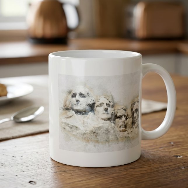 Mount Rushmore Aquarell Kaffeetasse (Mount Rushmore Presidential Watercolor Art. Coffee Mug)