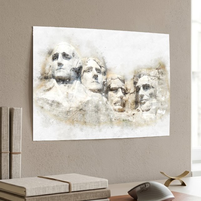 Mount Rushmore Aquarell Poster (Mount Rushmore Presidential Watercolor Art. Poster)