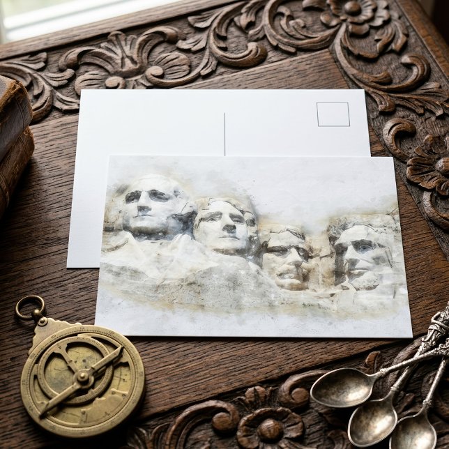 Mount Rushmore Aquarell Postkarte (Mount Rushmore Presidential Watercolor Art. Postcard)