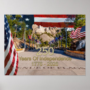 Mount Rushmore Avenue Of Flags Semiquincentennial  Poster