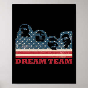 Mount Rushmore Dream Team Patriotische USA-Flagge Poster