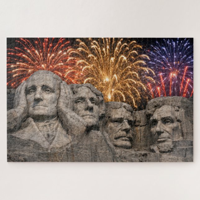 Mount Rushmore Humor mit Feuerwerk Puzzle (Horizontal)