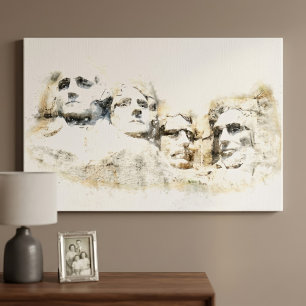 Mount Rushmore Präsidentschafts-Aquarell-Kunst Leinwanddruck
