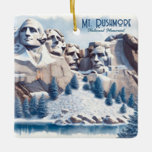 Mount Rushmore Schnee Weihnachten Keramikornament