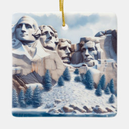 Mount Rushmore Schnee Weihnachten Keramikornament