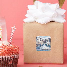 Mount Rushmore Schnee Weihnachten Quadratischer Aufkleber