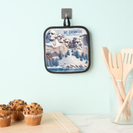 Mount Rushmore Schnee Weihnachten Topflappen