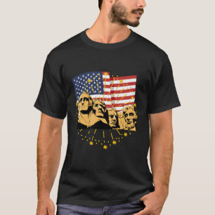 Mount Rushmore US Präsidenten Amerika Flag Feuerwe T-Shirt