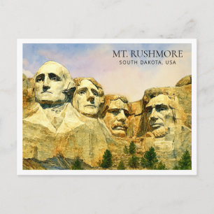 Mount Rushmore USA Aquarell Reise   Feiertagspostkarte