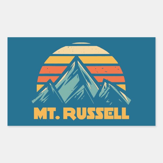 Mount Russell California Retro Turquoise Rechteckiger Aufkleber (Vorderseite)