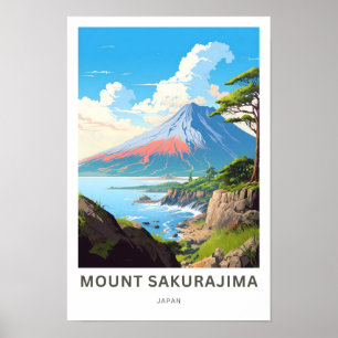 Mount Sakurajima Japan Travel Print Poster