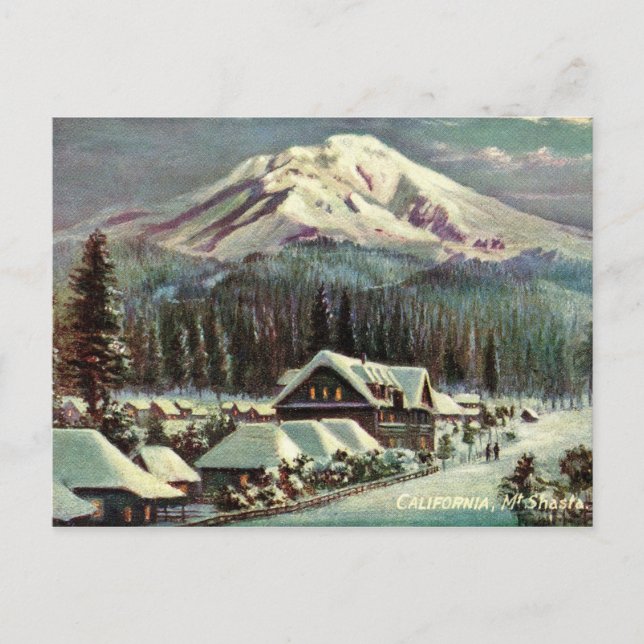 Mount Shasta, Kalifornien im Winter Postkarte (Vorderseite)