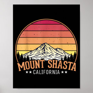 Mount Shasta Kalifornien Retro-Sonnenuntergang Nat Poster