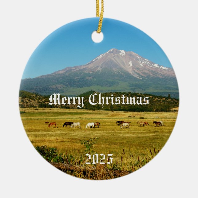 Mount Shasta Pferde Weihnachtsschmuck (Vorne)