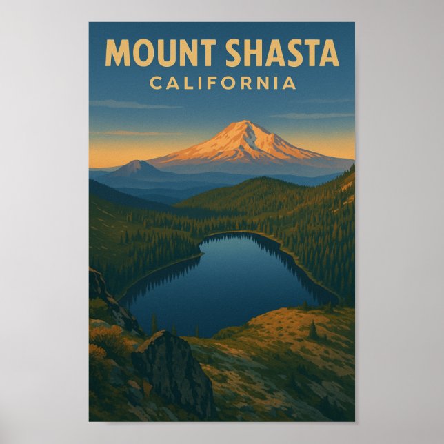 Mount Shasta Vintage Reiseplakat - Nord Cali Poster (Vorne)