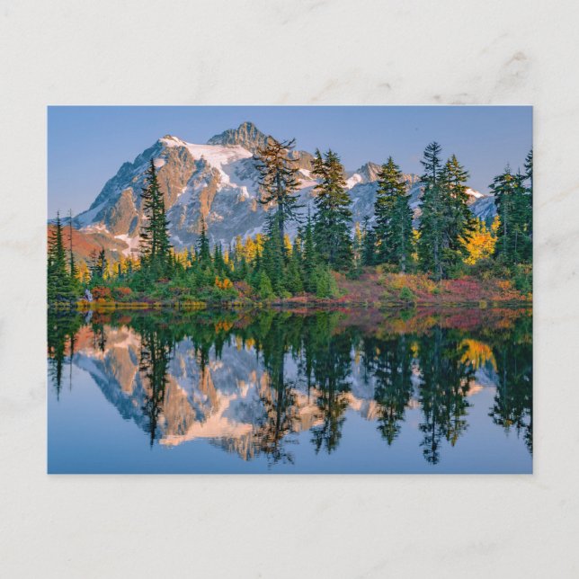 Mount Shuksan gespiegelt im Reflection Lake Postkarte (Vorderseite)