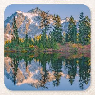 Mount Shuksan gespiegelt im Reflection Lake Rechteckiger Pappuntersetzer