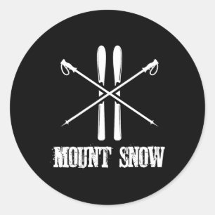 Mount Snow Skifahren Skifahrer Skistöcke Nordisch Runder Aufkleber