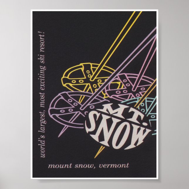 Mount Snow Vermont Retro Ski Travel Poster (Vorne)