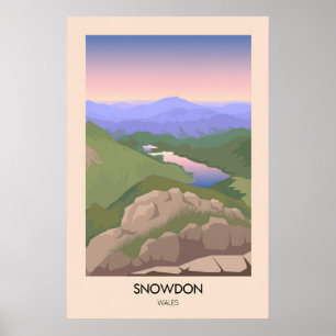 Mount Snowdon Modernes Reiseposter Poster