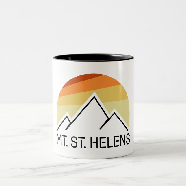 Mount St. Helens Washington Retro Zweifarbige Tasse (Mittel)