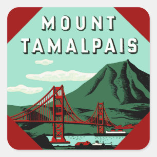 Mount Tamalpais Reiseplakat Quadratischer Aufkleber