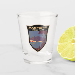 Mount Vesuv Golf von Neapel Badge Vintage Schnapsglas