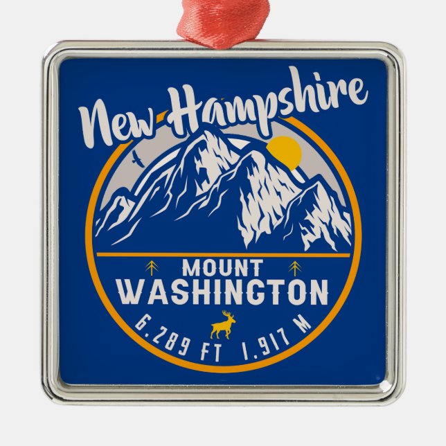 Mount Washington New Hampshire - Retro Mountain Ornament Aus Metall (Vorne)