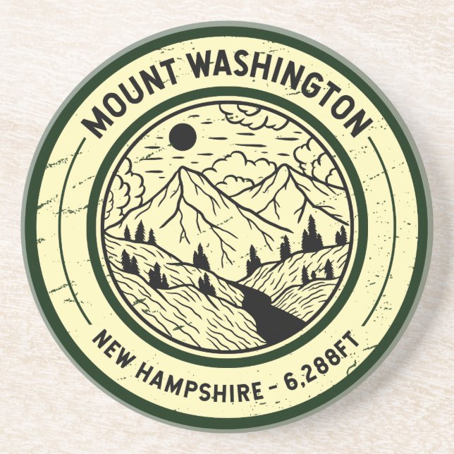 Mount Washington New Hampshire Wandern Ski Retro Getränkeuntersetzer (Vorne)