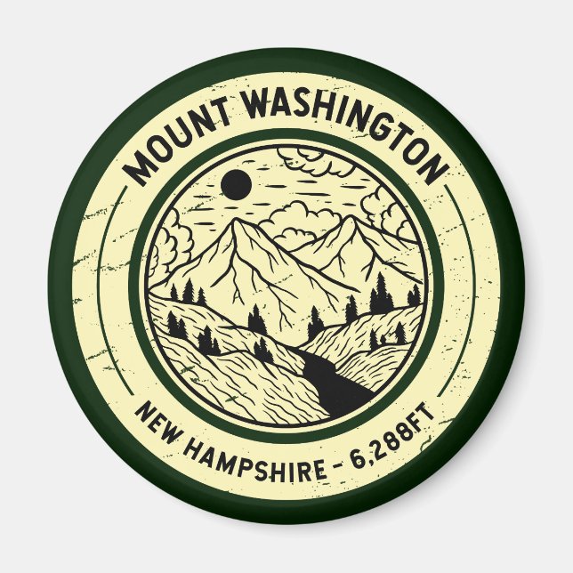 Mount Washington New Hampshire Wandern Ski Retro Magnet (Vorne)