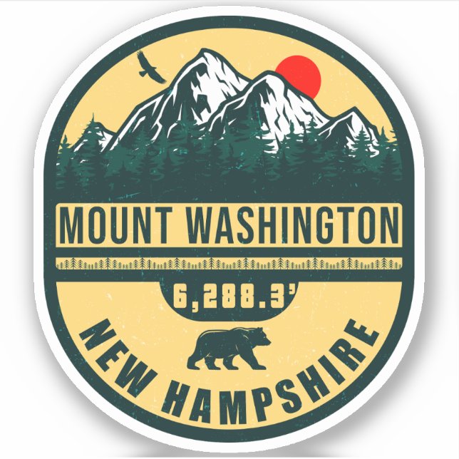 Mount Washington Nh Retro Sunset Souvenirs 80er Aufkleber (Vorderseite)