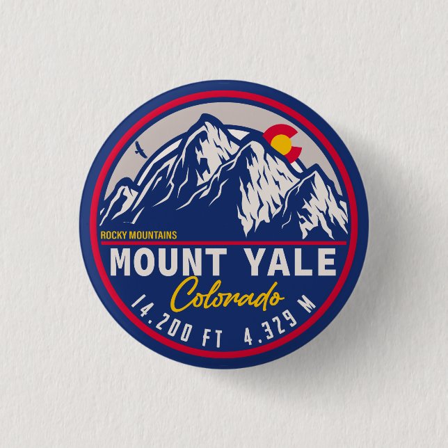 Mount Yale Colorado - 14-er-Fourteener Sonnenunter Button (Vorderseite)
