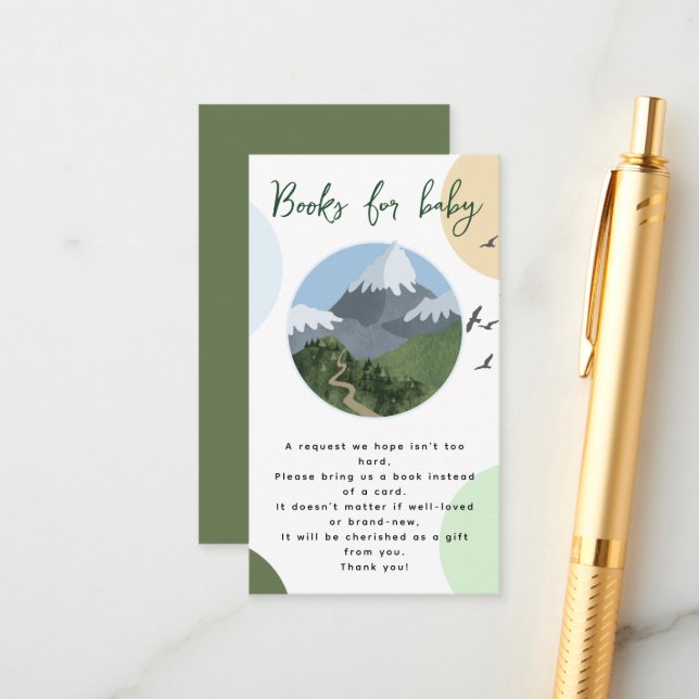Mountain Adventure Baby Shower Books for Baby Begleitkarte (Vorderseite/Rückseite Beispiel)
