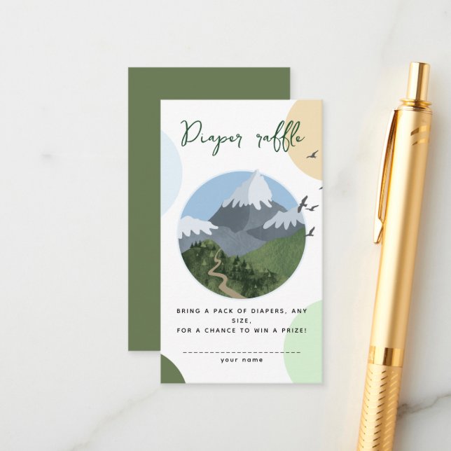 Mountain Adventure Baby Shower Diaper Raffle Begleitkarte (Vorderseite/Rückseite Beispiel)