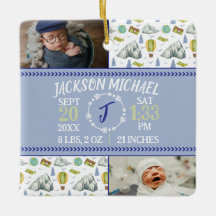 Mountain Adventure Birth Stats Christmas Ornament