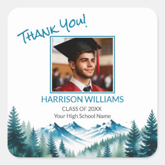 Mountain Adventure Grad Party Quadratischer Aufkleber