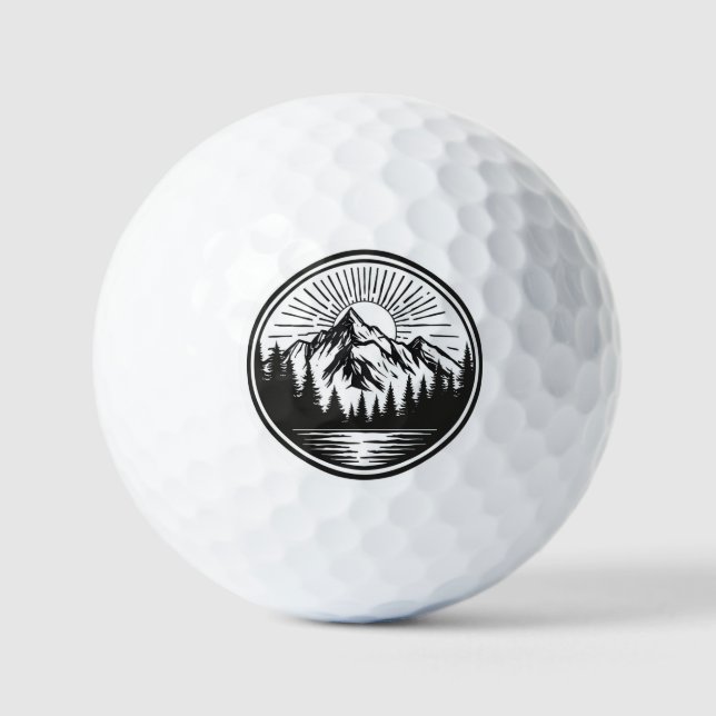 Mountain Adventure Logo | Camping Abzeichen | Outd Golfball (Vorderseite)