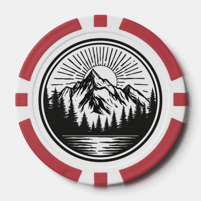 Mountain Adventure Logo | Camping Abzeichen | Outd Pokerchips (Vorderseite)