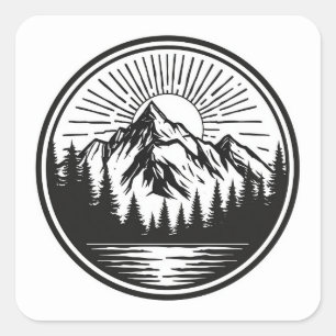 Mountain Adventure Logo Camping Abzeichen Outd Quadratischer Aufkleber